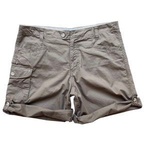 Columbia Hiking Shorts Womens Size 10 Roll Up Tab Cotton Khaki Camping Outdoors